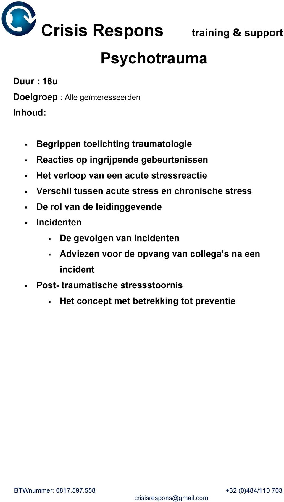 Verschil tussen acute stress en chronische stress! De rol van de leidinggevende! Incidenten!