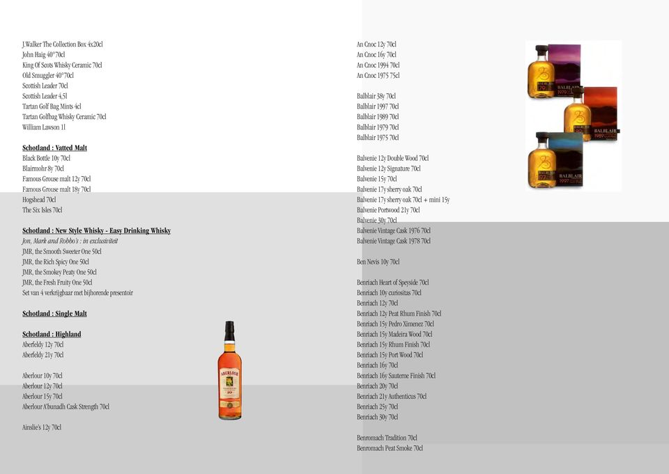 Style Whisky - Easy Drinking Whisky Jon, Mark and Robbo s : in eclusiviteit JMR, the Smooth Sweeter One 50cl JMR, the Rich Spicy One 50cl JMR, the Smokey Peaty One 50cl JMR, the Fresh Fruity One 50cl