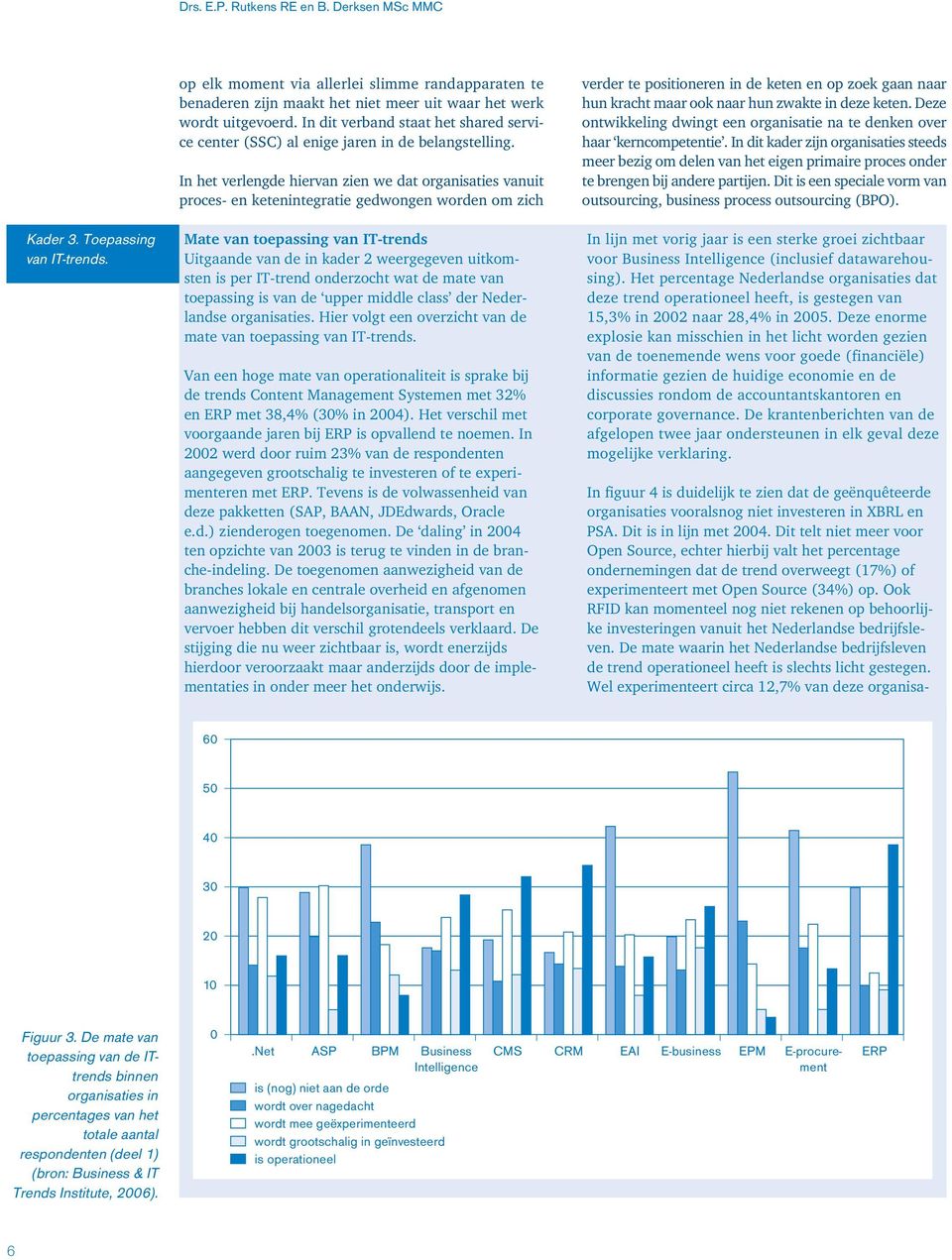 In het verlengde hiervan zien we dat organisaties vanuit proces- en ketenintegratie gedwongen worden om zich Mate van toepassing van IT-trends Uitgaande van de in kader 2 weergegeven uitkomsten is