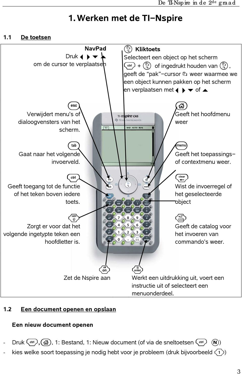 x Kliktoets Selecteert een object op het scherm / + x of ingedrukt houden van x, geeft de pak -cursor { weer waarmee we een object kunnen pakken op het scherm en verplaatsen met of c Geeft het