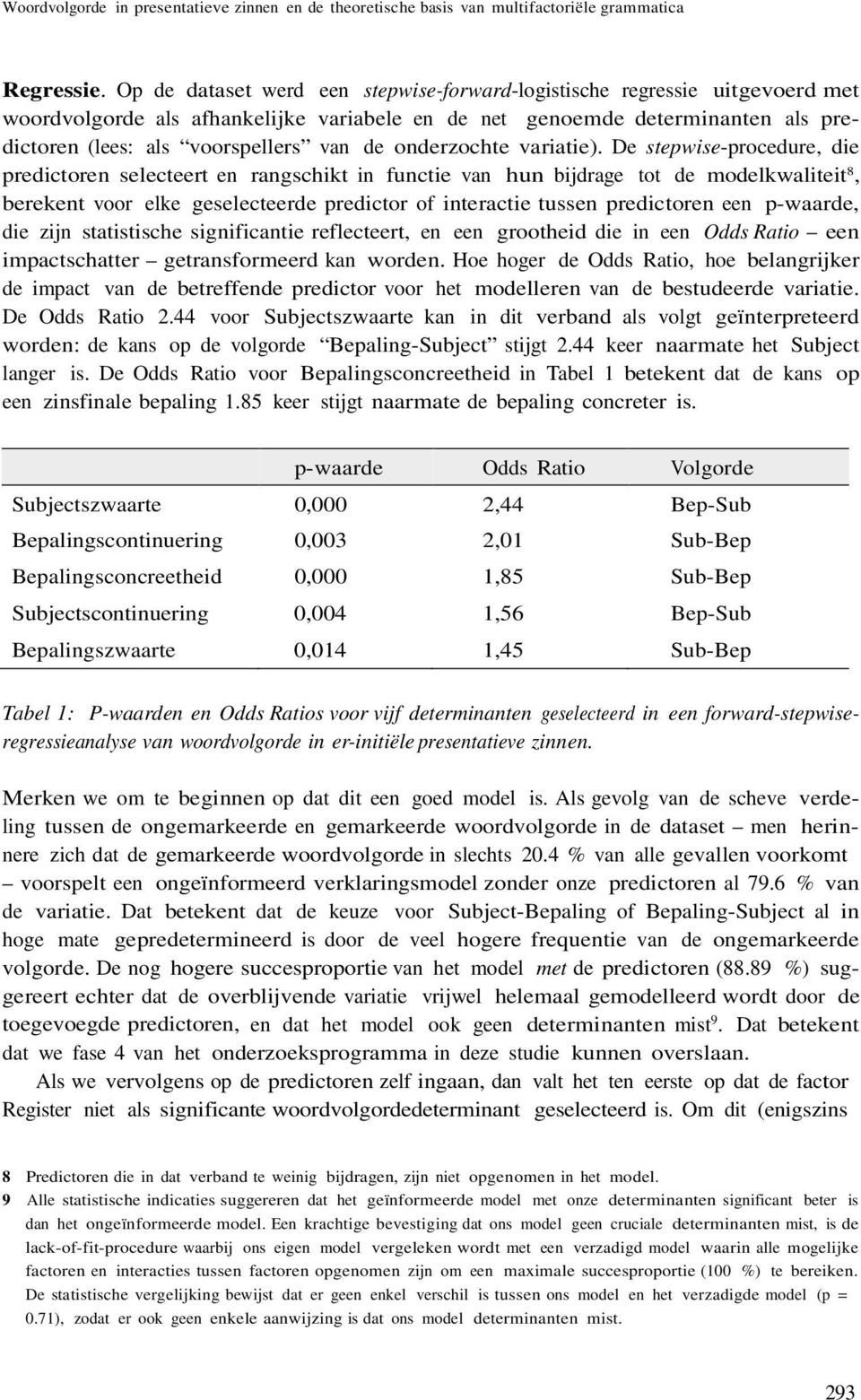 van hun bijdrage tot de modelkwaliteit 8, berekent voor elke geselecteerde predictor of interactie tussen predictoren een p-waarde, die zijn statistische significantie reflecteert, en een grootheid