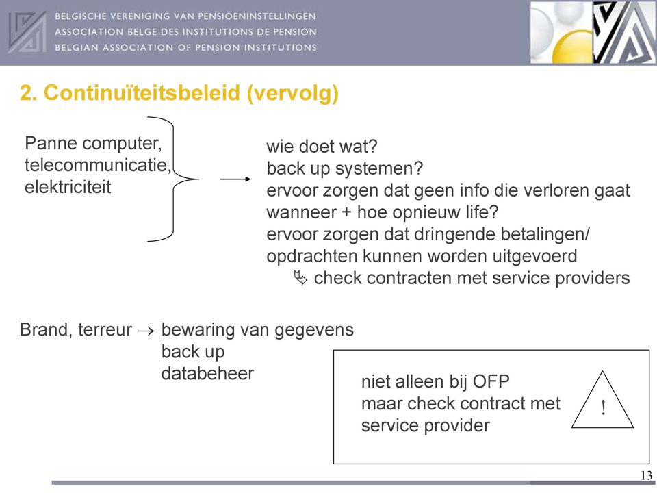 ervoor zorgen dat dringende betalingen/ opdrachten kunnen worden uitgevoerd check contracten met service