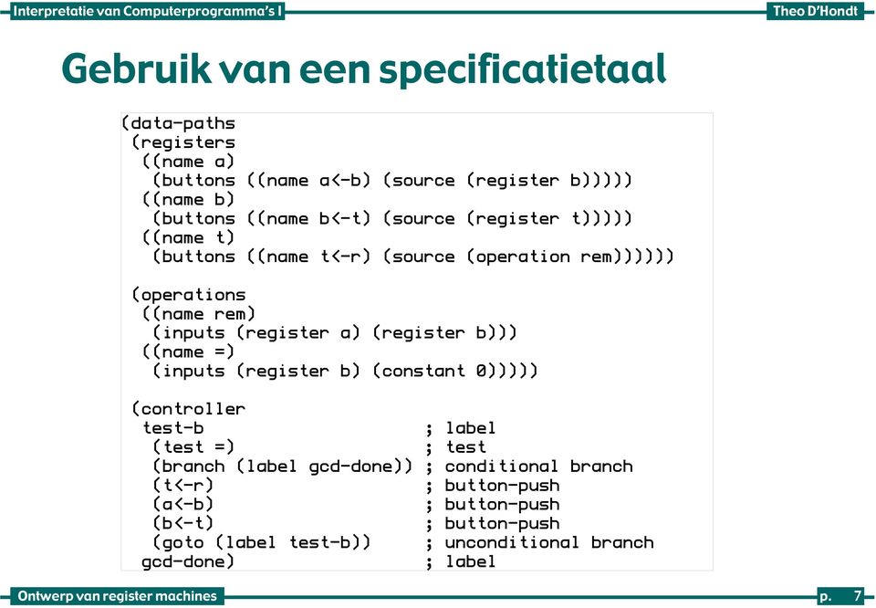 (register b))) ((name =) (inputs (register b) (constant 0))))) (controller test-b ; label (test =) ; test (branch (label gcd-done)) ;