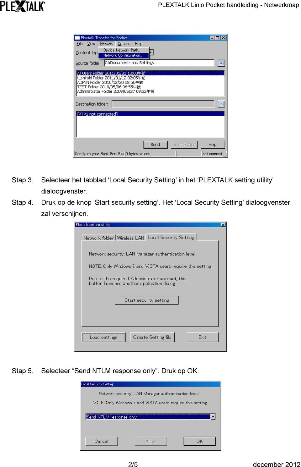 Druk op de knop Start security setting.