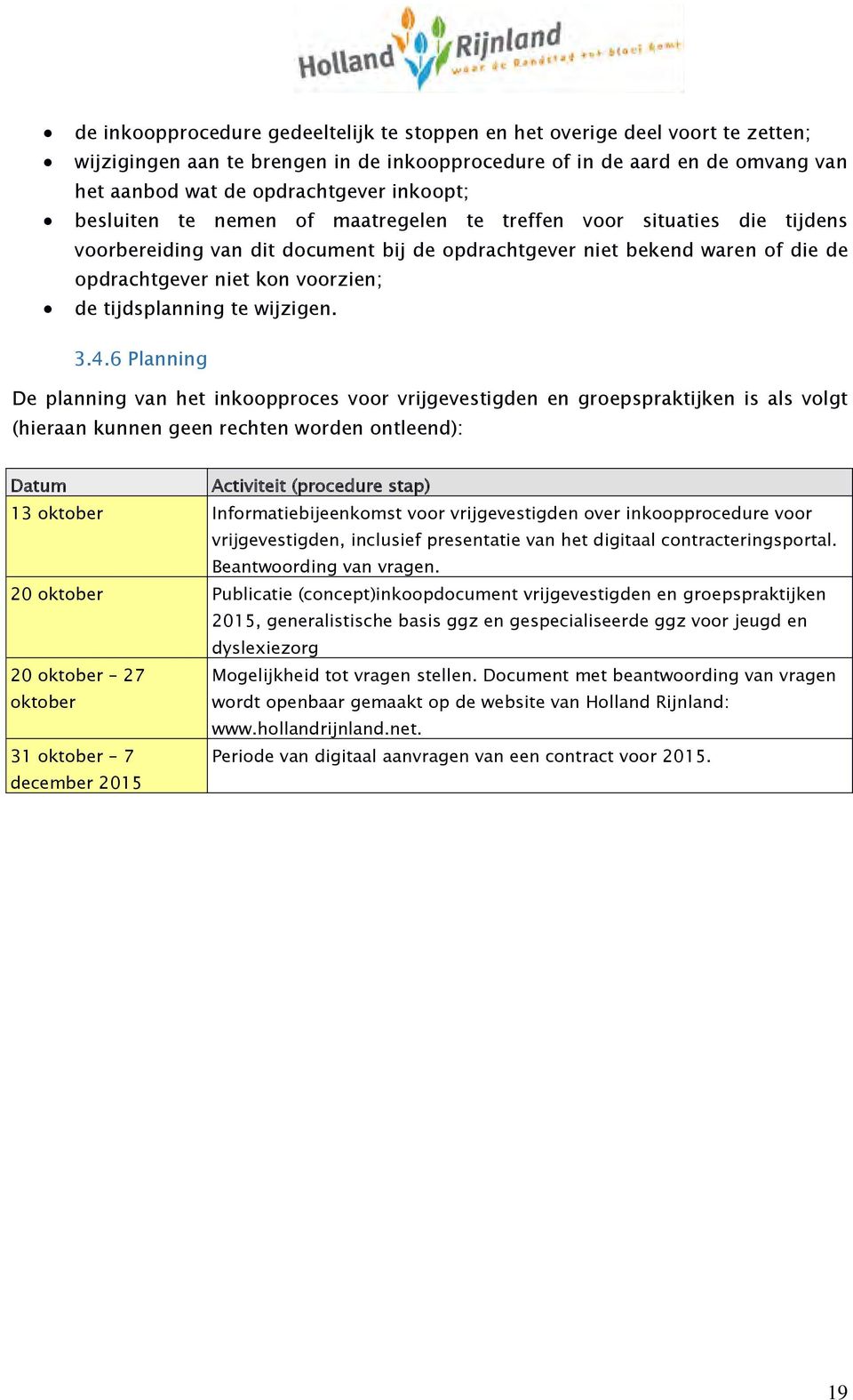 tijdsplanning te wijzigen. 3.4.