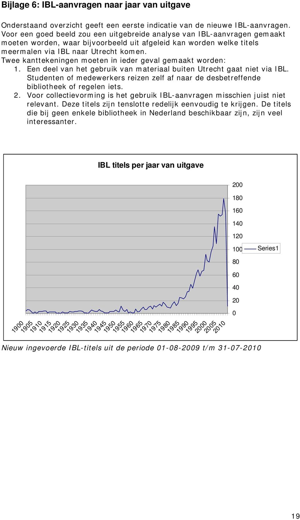 Twee kanttekeningen moeten in ieder geval gemaakt worden: 1. Een deel van het gebruik van materiaal buiten Utrecht gaat niet via IBL.
