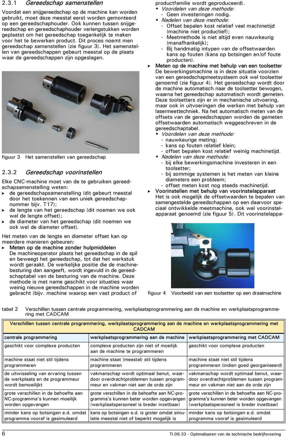 Dit proces noemt men gereedschap samenstellen (zie figuur 3). Het samenstellen van gereedschappen gebeurt meestal op de plaats waar de gereedschappen zijn opgeslagen.