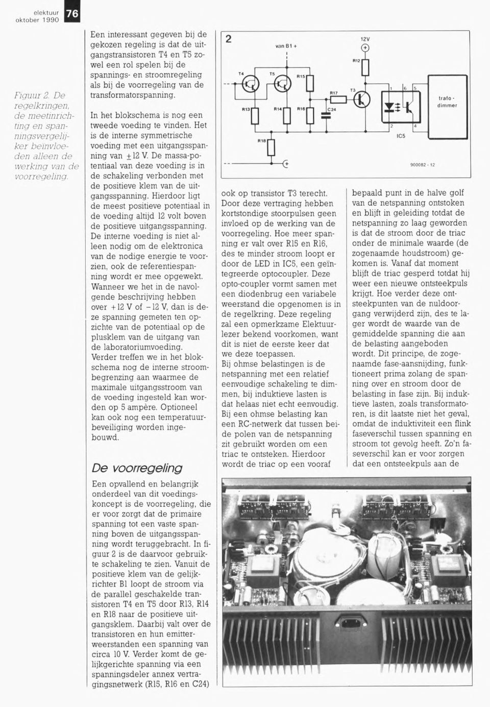 n het blokschema is nog een tweede voeding te vinden Het is de interne symmetrische voeding met een uitgangsspanning van ± 12V.