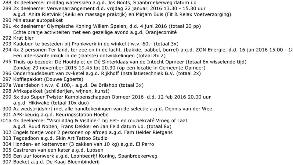 (bakkie, babbel, borrel) a.g.d. ZON Energie, d.d. 16 jan 2016 15.00-18.