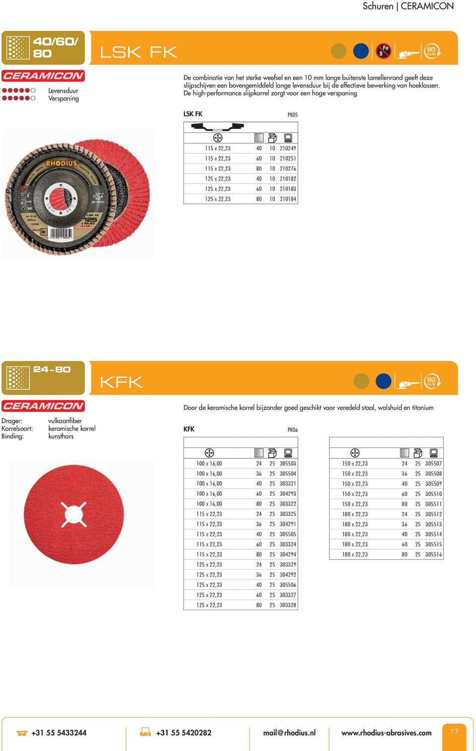 De high-performance slijpkorrel zorgt voor een hoge verspaning LSK FK PK05 115 x 22,23 40 10 210249 115 x 22,23 60 10 210251 115 x 22,23 10 210276 125 x 22,23 40 10 210182 125 x 22,23 60 10 210183