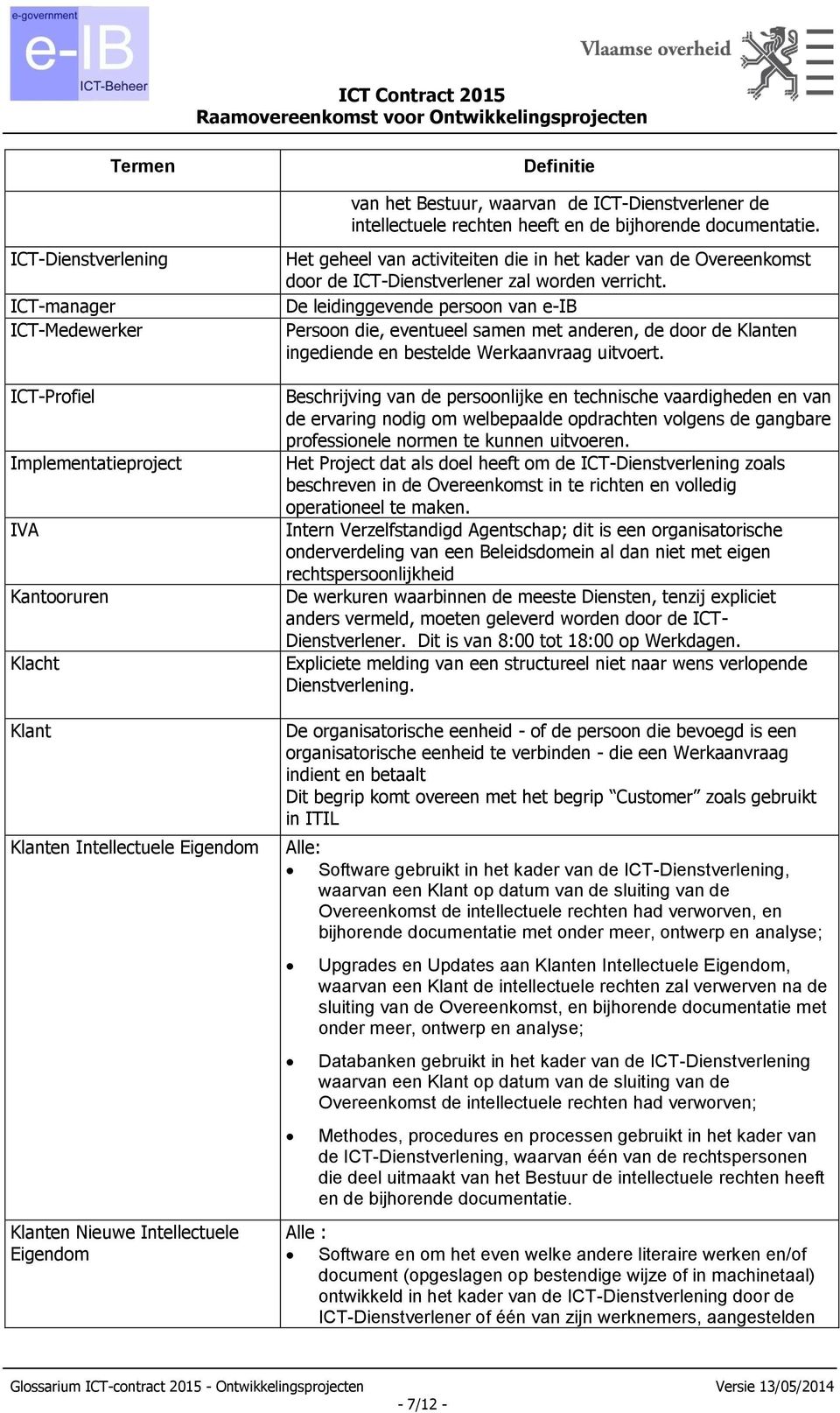 activiteiten die in het kader van de Overeenkomst door de ICT-Dienstverlener zal worden verricht.