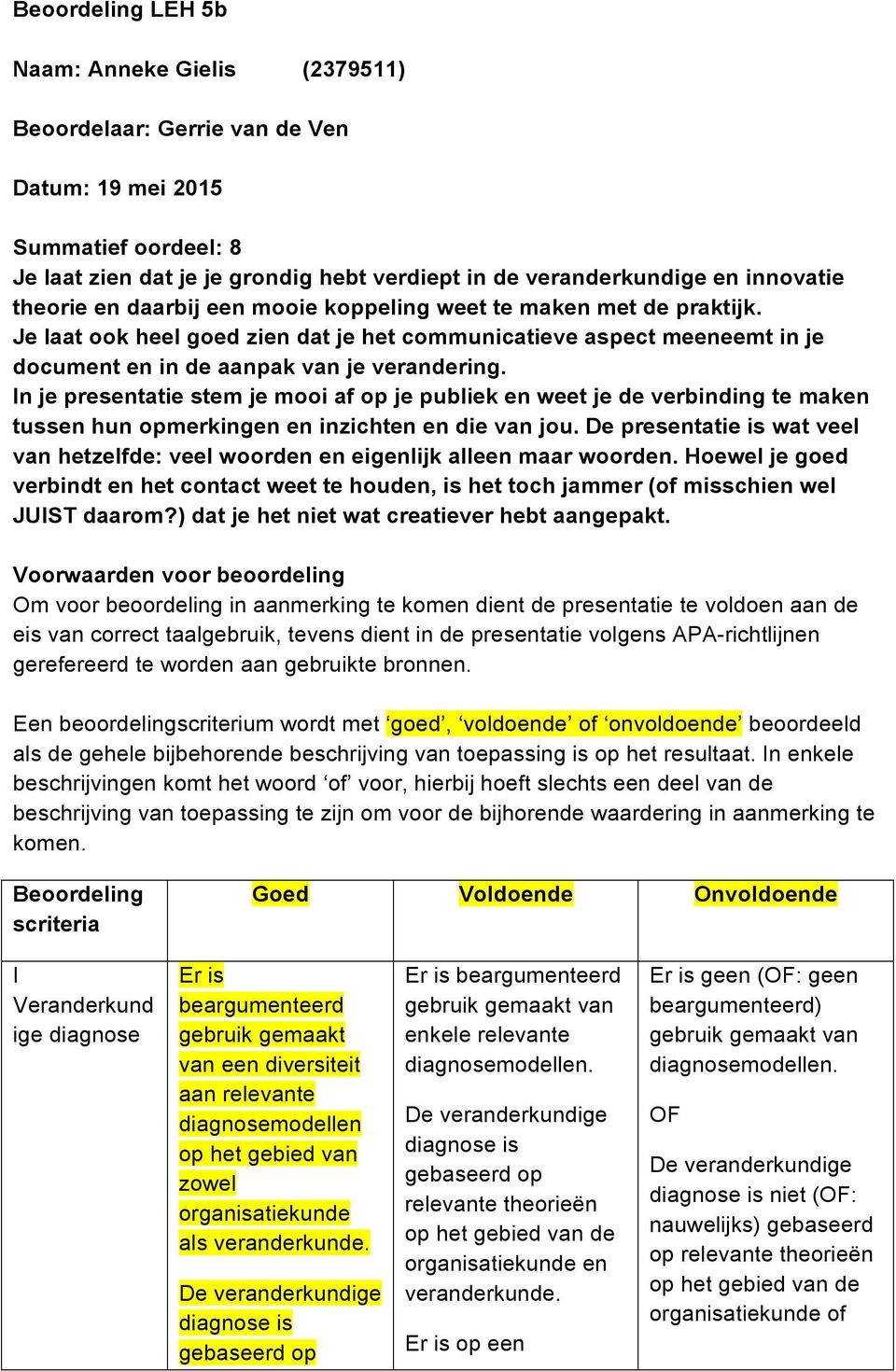 In je presentatie stem je mooi af op je publiek en weet je de verbinding te maken tussen hun opmerkingen en inzichten en die van jou.