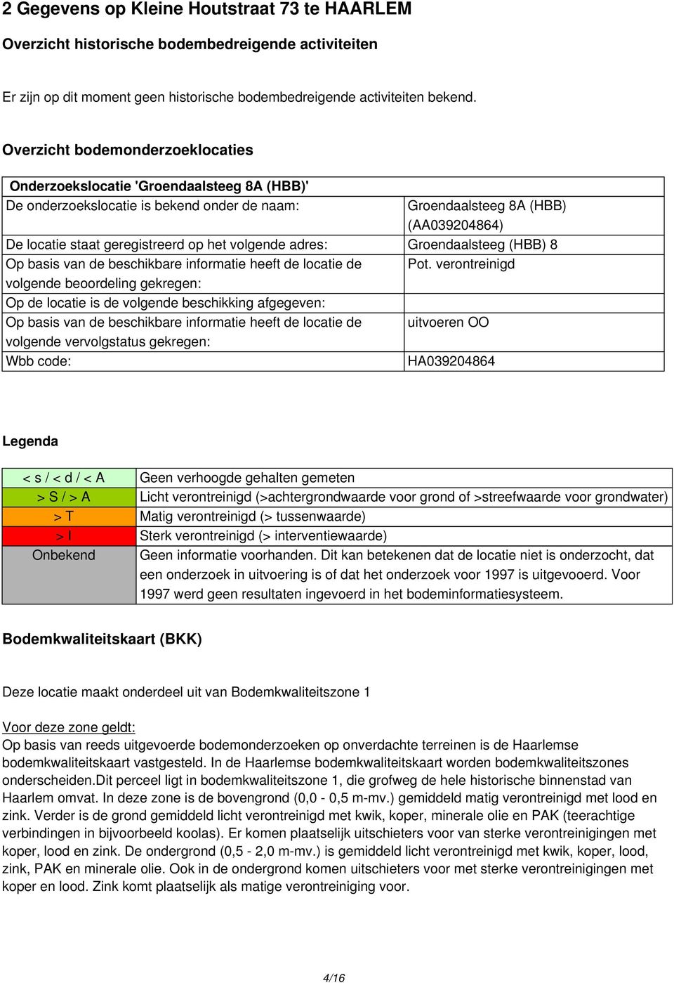 basis van de beschikbare informatie heeft de locatie de Pot.