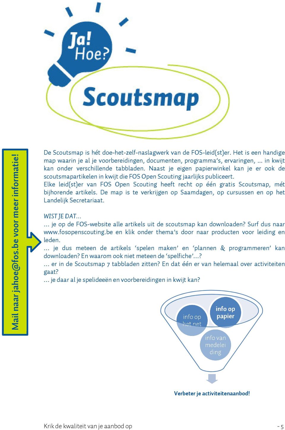 Naast je eigen papierwinkel kan je er ook de scoutsmapartikelen in kwijt die FOS Open Scouting jaarlijks publiceert.