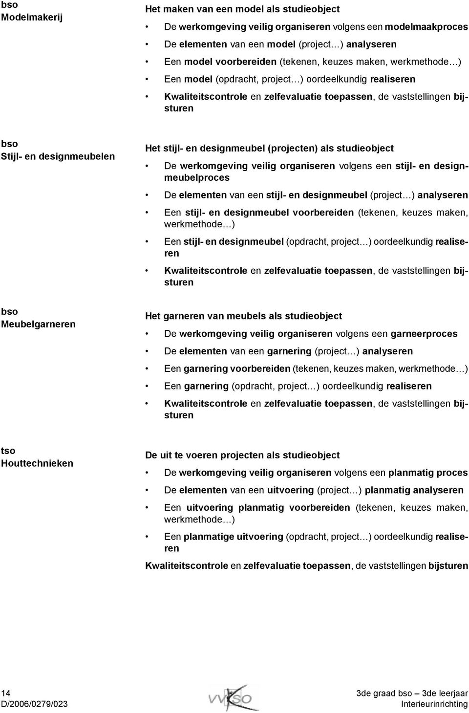 Het stijl- en designmeubel (projecten) als studieobject De werkomgeving veilig organiseren volgens een stijl- en designmeubelproces De elementen van een stijl- en designmeubel (project ) analyseren