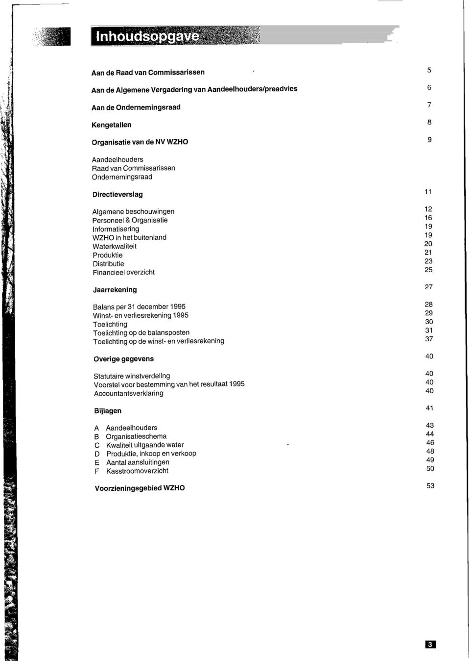 per 31 december 1995 Winst- en verliesrekening 1995 Toelichting Toelichting op de balansposten Toelichting op de winst- en verliesrekening Overige gegevens Statutaire winstverdeling Voorstel voor