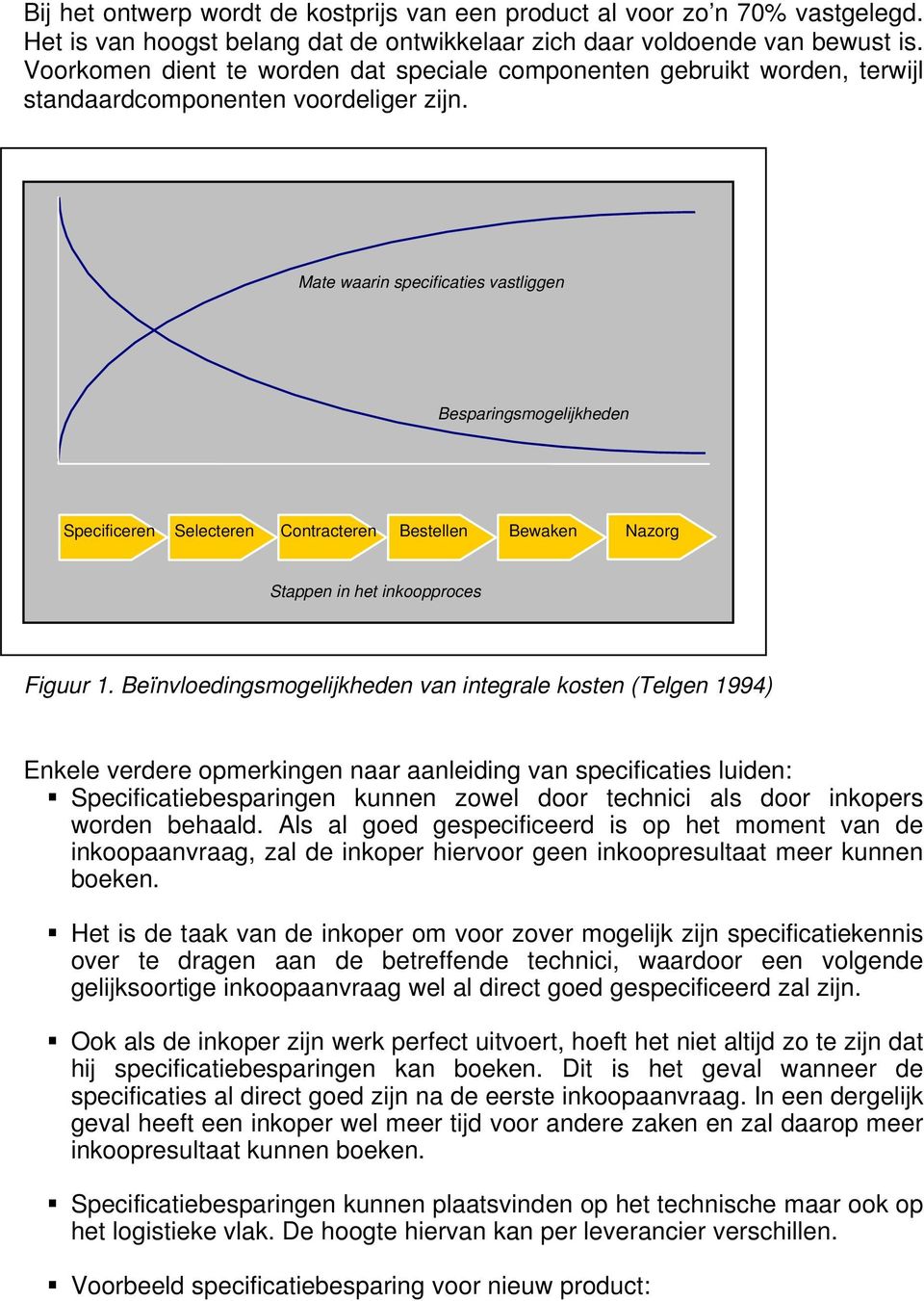 Mate waarin specificaties vastliggen Besparingsmogelijkheden Specificeren Selecteren Contracteren Bestellen Bewaken Nazorg Stappen in het inkoopproces Figuur 1.