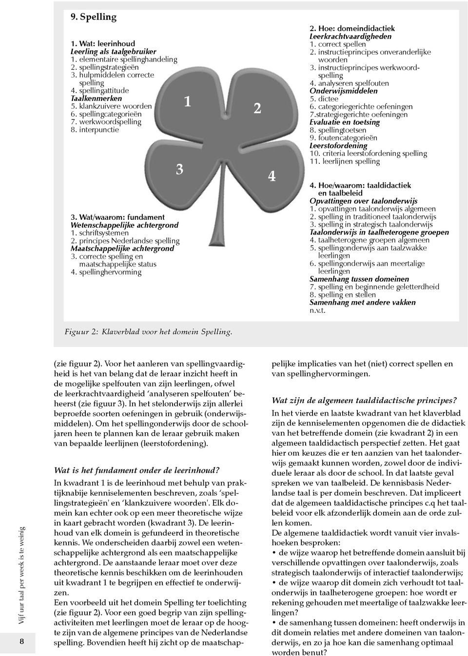 principes Nederlandse spelling Maatschappelijke achtergrond 3. correcte spelling en maatschappelijke status 4. spellinghervorming 3 1 2 4 2. Hoe: domeindidactiek Leerkrachtvaardigheden 1.