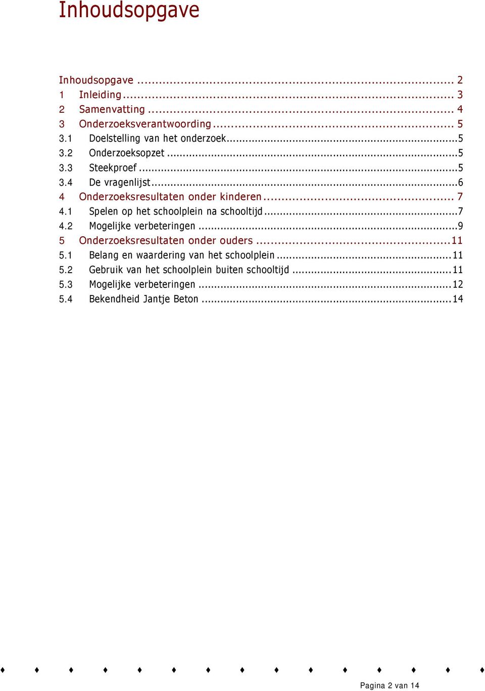 ..9 5 Onderzoeksresultaten onder ouders...11 5.1 Belang en waardering van het schoolplein... 11 5.