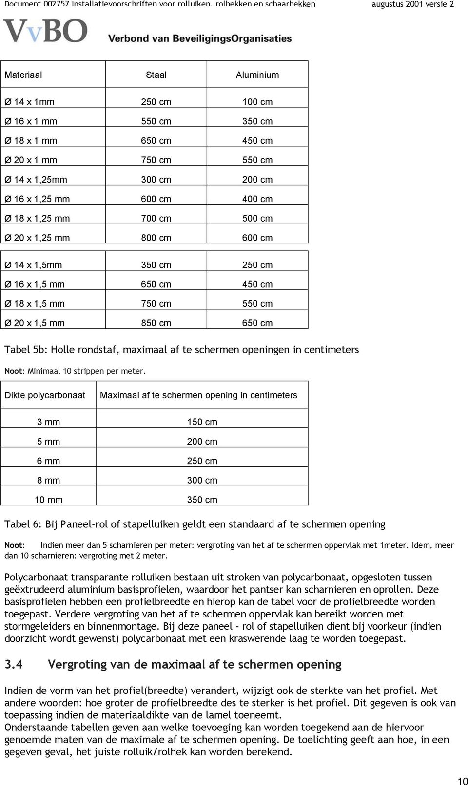 schermen openingen in centimeters Noot: Minimaal 10 strippen per meter.