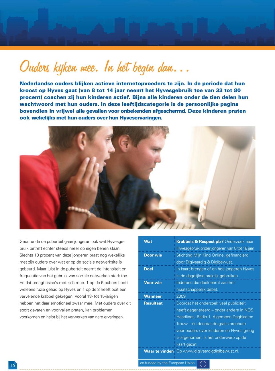 Bijna alle kinderen onder de tien delen hun wachtwoord met hun ouders. In deze leeftijdscategorie is de persoonlijke pagina bovendien in vrijwel alle gevallen voor onbekenden afgeschermd.