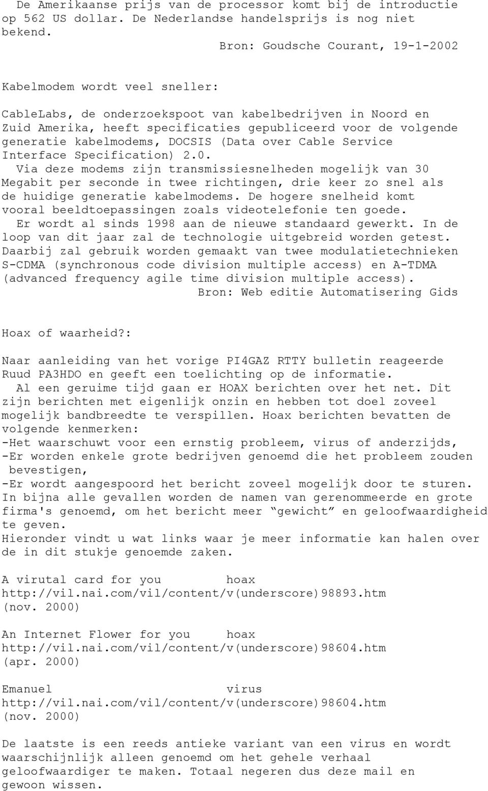 kabelmodems, DOCSIS (Data over Cable Service Interface Specification) 2.0.