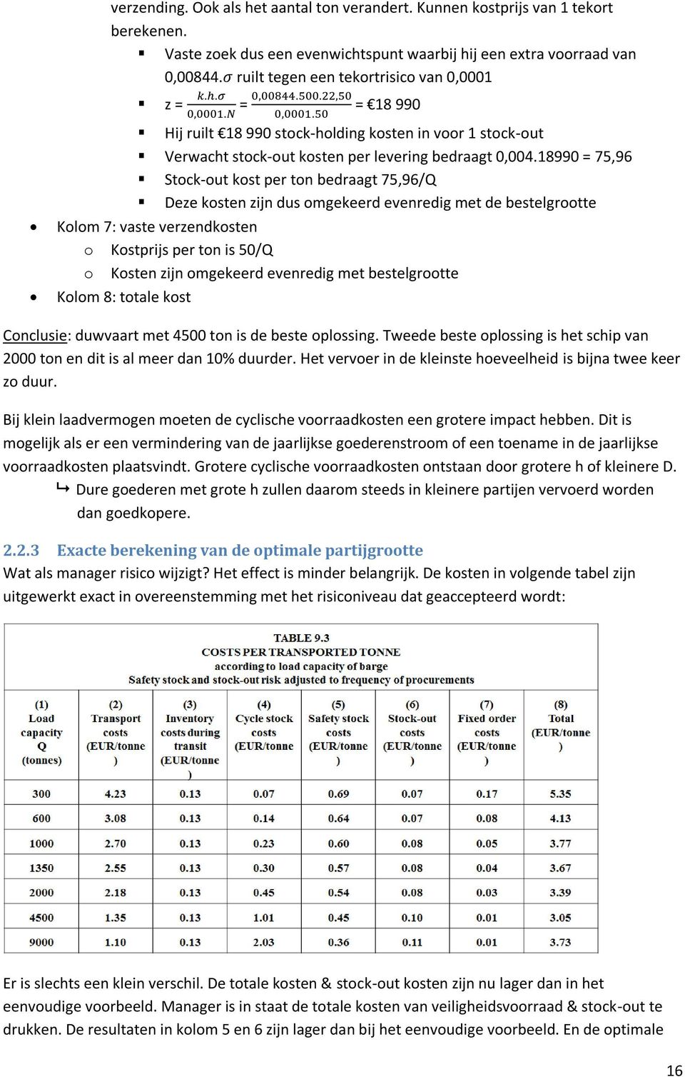 50 = 18 990 Hij ruilt 18 990 stock-holding kosten in voor 1 stock-out Verwacht stock-out kosten per levering bedraagt 0,004.