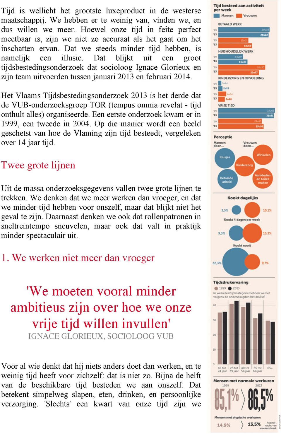 Dat blijkt uit een groot tijdsbestedingsonderzoek dat socioloog Ignace Glorieux en zijn team uitvoerden tussen januari 2013 en februari 2014.