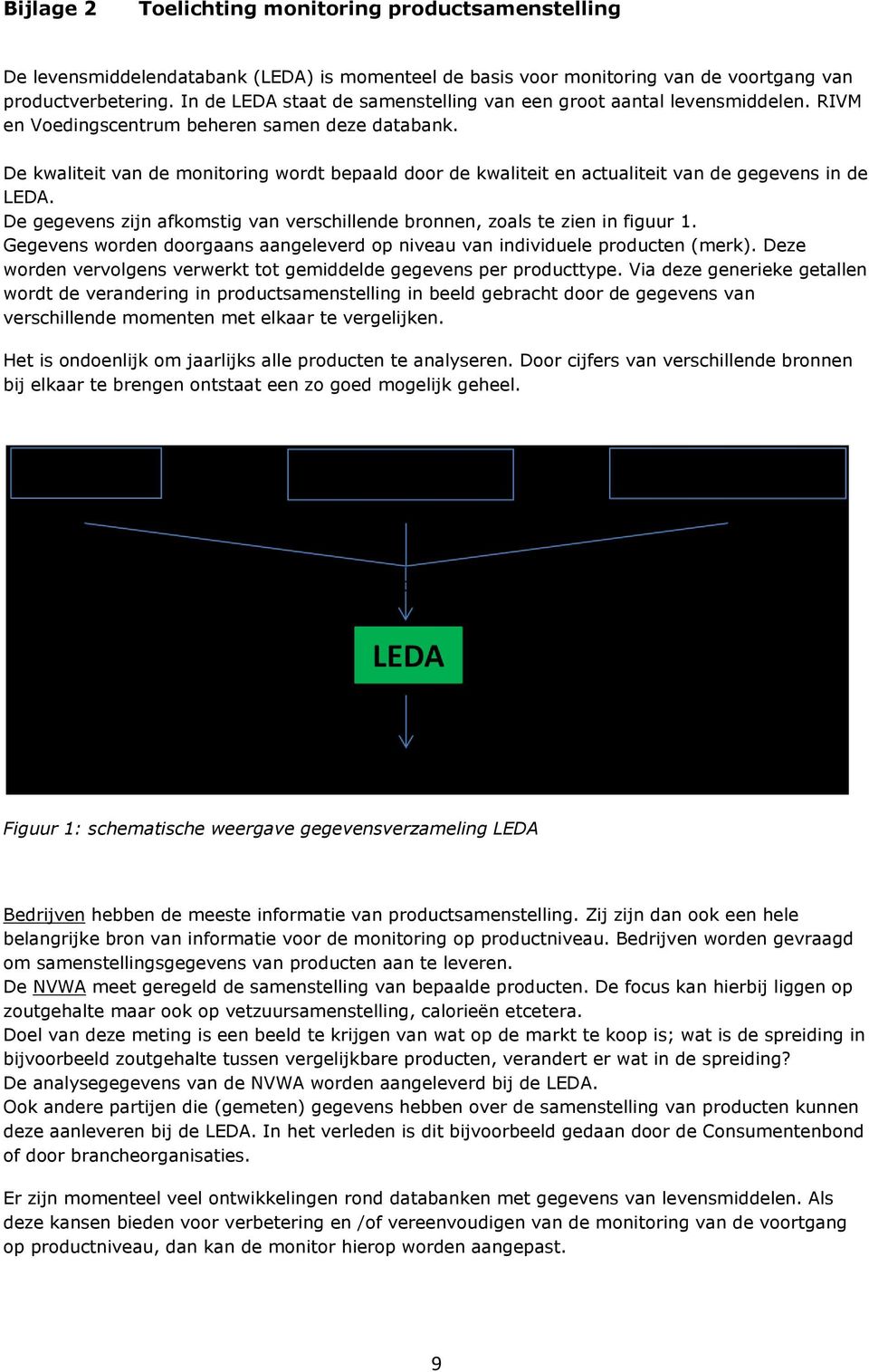 De kwaliteit van de monitoring wordt bepaald door de kwaliteit en actualiteit van de gegevens in de LEDA. De gegevens zijn afkomstig van verschillende bronnen, zoals te zien in figuur 1.