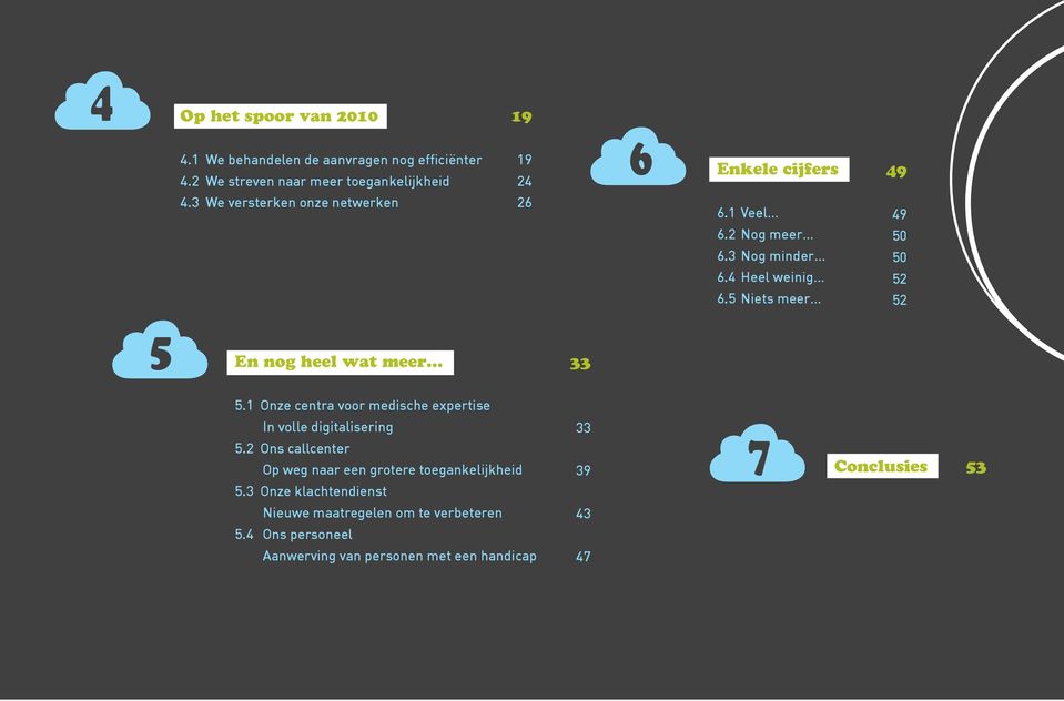 4 Heel weinig 6.5 Niets meer 49 50 50 52 52 5 En nog heel wat meer 33 5.1 Onze centra voor medische expertise In volle digitalisering 5.