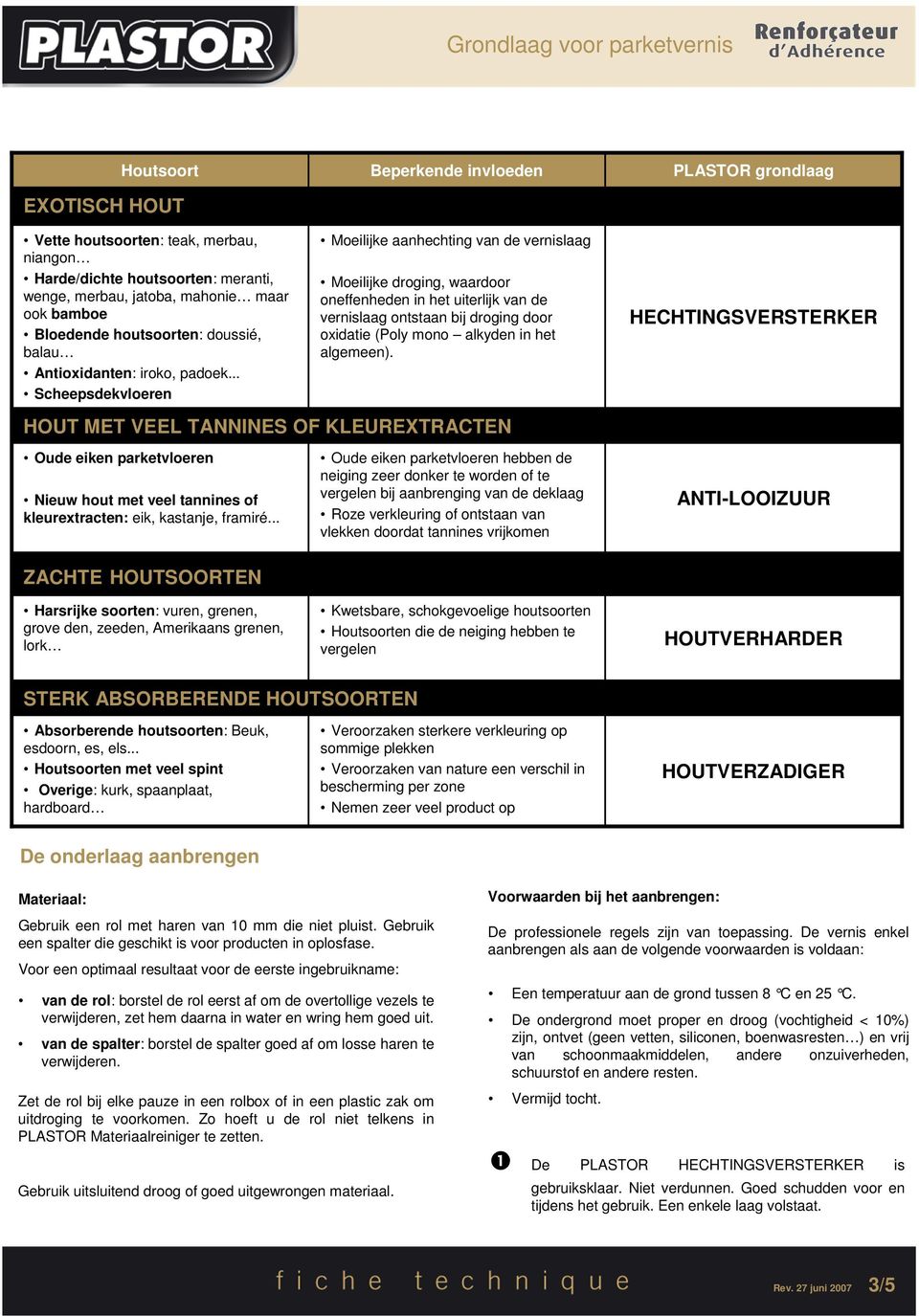 .. Scheepsdekvloeren Beperkende invloeden Moeilijke aanhechting van de vernislaag Moeilijke droging, waardoor oneffenheden in het uiterlijk van de vernislaag ontstaan bij droging door oxidatie (Poly