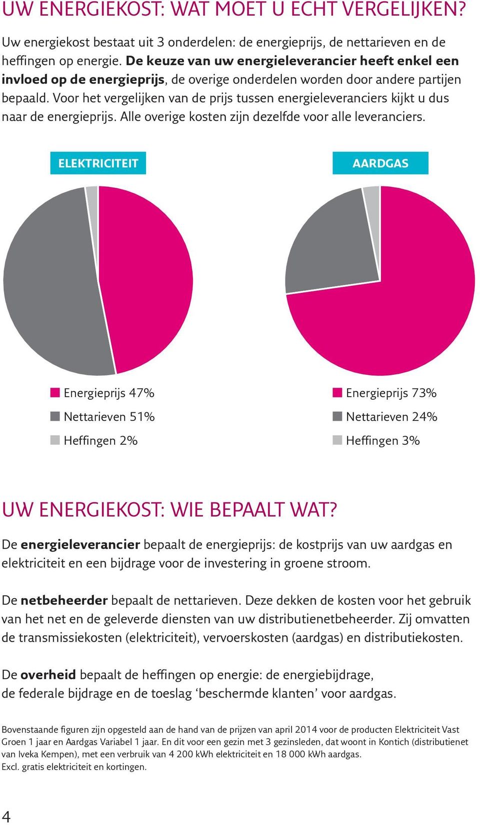 Voor het vergelijken van de prijs tussen energieleveranciers kijkt u dus naar de energieprijs. Alle overige kosten zijn dezelfde voor alle leveranciers.