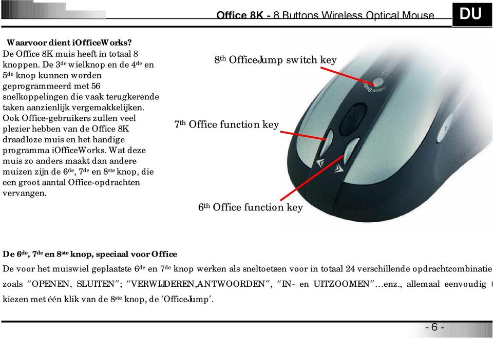 Ook Office-gebruikers zullen veel plezier hebben van de Office 8K draadloze muis en het handige programma iofficeworks.