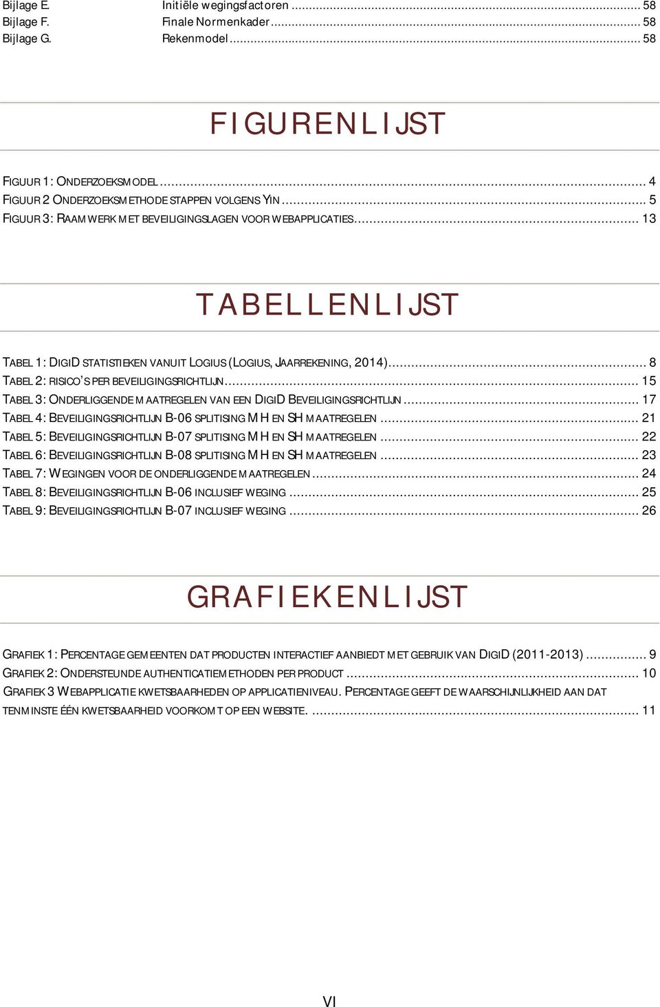 .. 8 TABEL 2: RISICO S PER BEVEILIGINGSRICHTLIJN... 15 TABEL 3: ONDERLIGGENDE MAATREGELEN VAN EEN DIGID BEVEILIGINGSRICHTLIJN... 17 TABEL 4: BEVEILIGINGSRICHTLIJN B-06 SPLITISING MH EN SH MAATREGELEN.