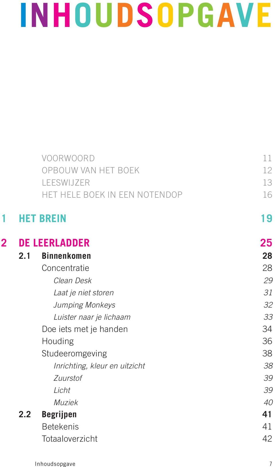 1 Binnenkomen 28 Concentratie 28 Clean Desk 29 Laat je niet storen 31 Jumping Monkeys 32 Luister naar je