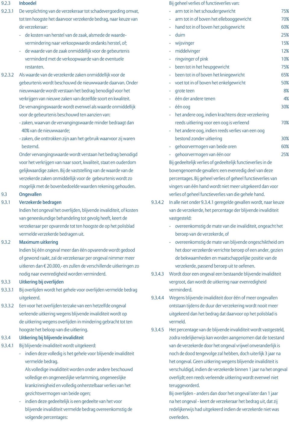 1 De verplichting van de verzekeraar tot schadevergoeding omvat, tot ten hoogste het daarvoor verzekerde bedrag, naar keuze van de verzekeraar: - de kosten van herstel van de zaak, alsmede de