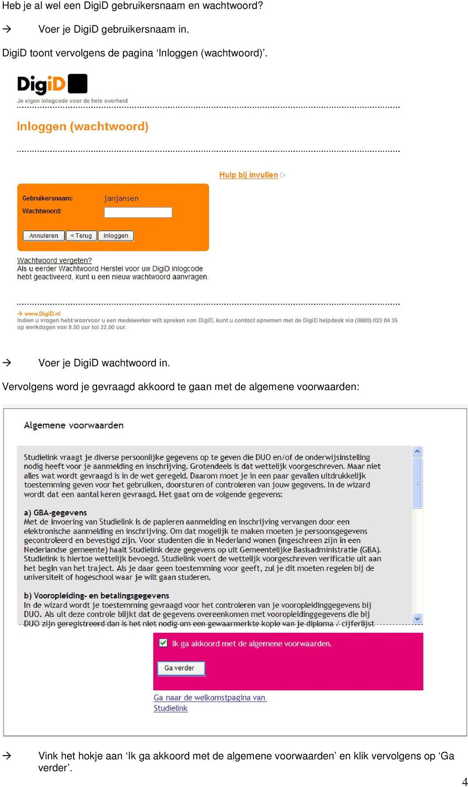 DigiD toont vervolgens de pagina Inloggen (wachtwoord). Voer je DigiD wachtwoord in.