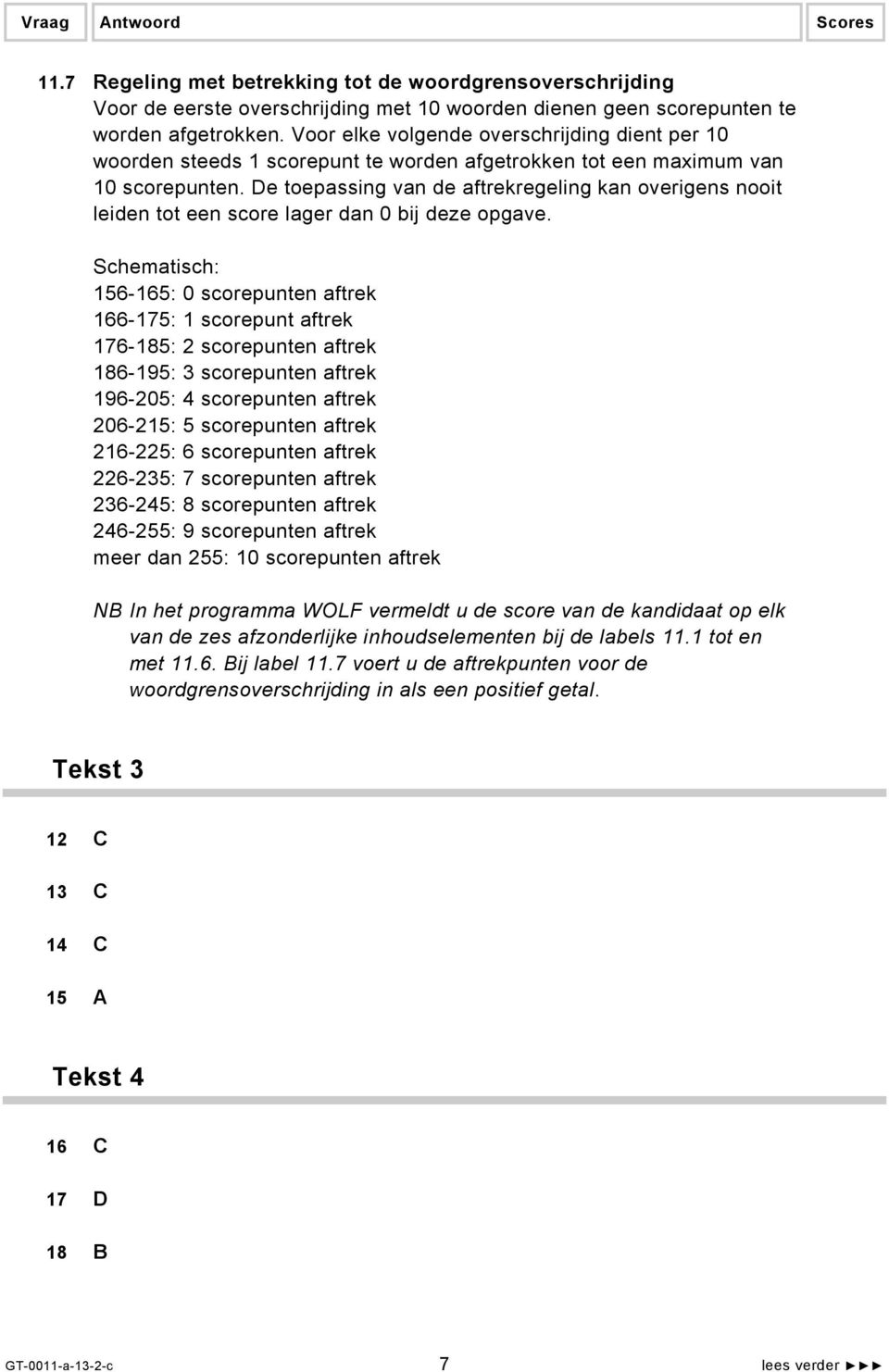 De toepassing van de aftrekregeling kan overigens nooit leiden tot een score lager dan 0 bij deze opgave.