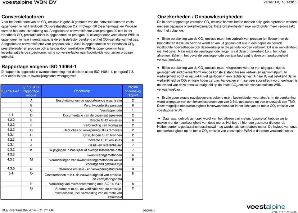 emissiefactor berekend uit het CO 2 -gehalte van het gas.