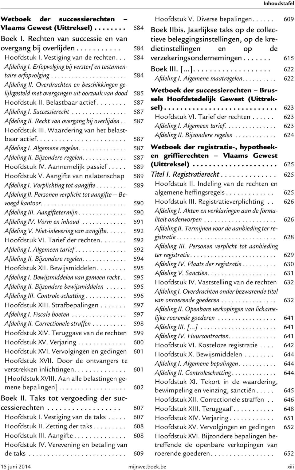 Belastbaar actief........ 587 Afdeling I. Successierecht................ 587 Afdeling II. Recht van overgang bij overlijden.. 587 Hoofdstuk III. Waardering van het belastbaar actief........................ 587 Afdeling I. Algemene regelen.