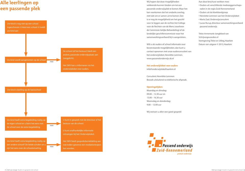 er samen uit te komen. Dan Henriette Lemmen van het Onderwijsloket is er nog de mogelijkheid om het geschil Maria Zaal, Onderwijsconsulent Uw kind is nog niet op een school ingeschreven.