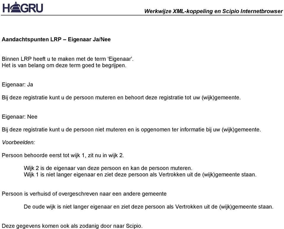 Eigenaar: Nee Bij deze registratie kunt u de persoon niet muteren en is opgenomen ter informatie bij uw (wijk)gemeente. Voorbeelden: Persoon behoorde eerst tot wijk 1, zit nu in wijk 2.