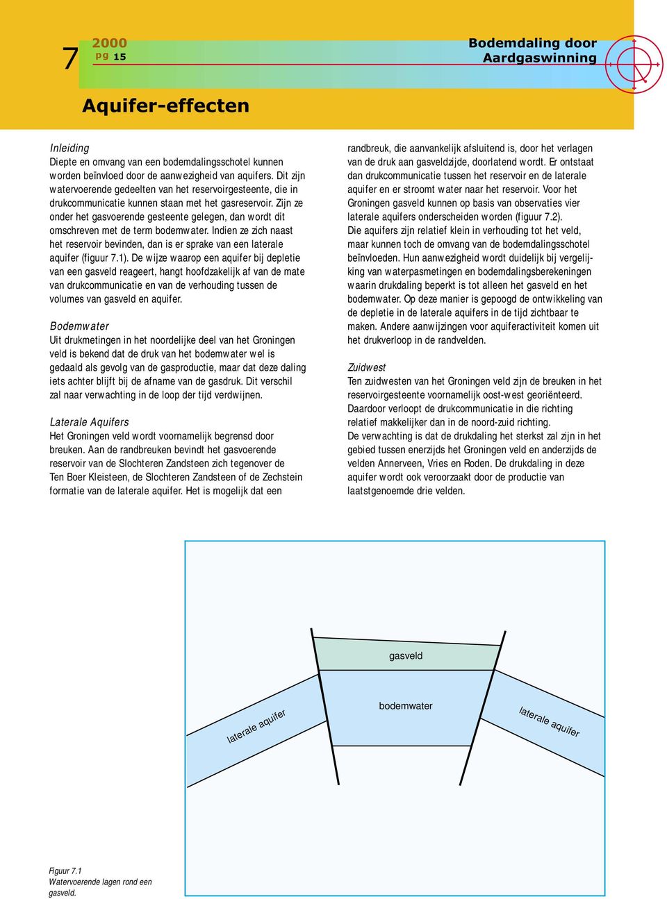 Zijn ze onder het gasvoerende gesteente gelegen, dan wordt dit omschreven met de term bodemwater. Indien ze zich naast het reservoir bevinden, dan is er sprake van een laterale aquifer (figuur 7.1).