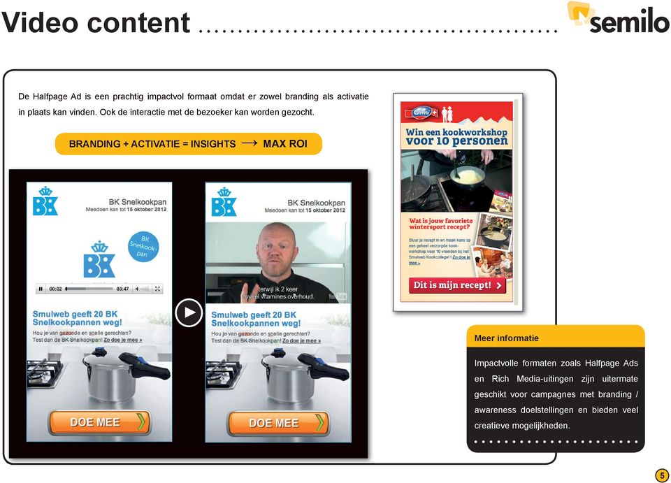 BRANDING + ACTIVATIE = INSIGHTS MAX ROI Impactvolle formaten zoals Halfpage Ads en Rich