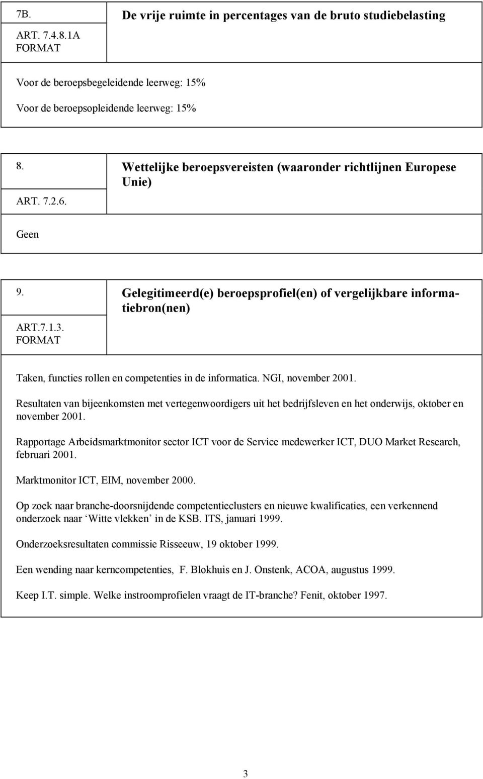 FORMAT Taken, functies rollen en competenties in de informatica. NGI, november 2001.