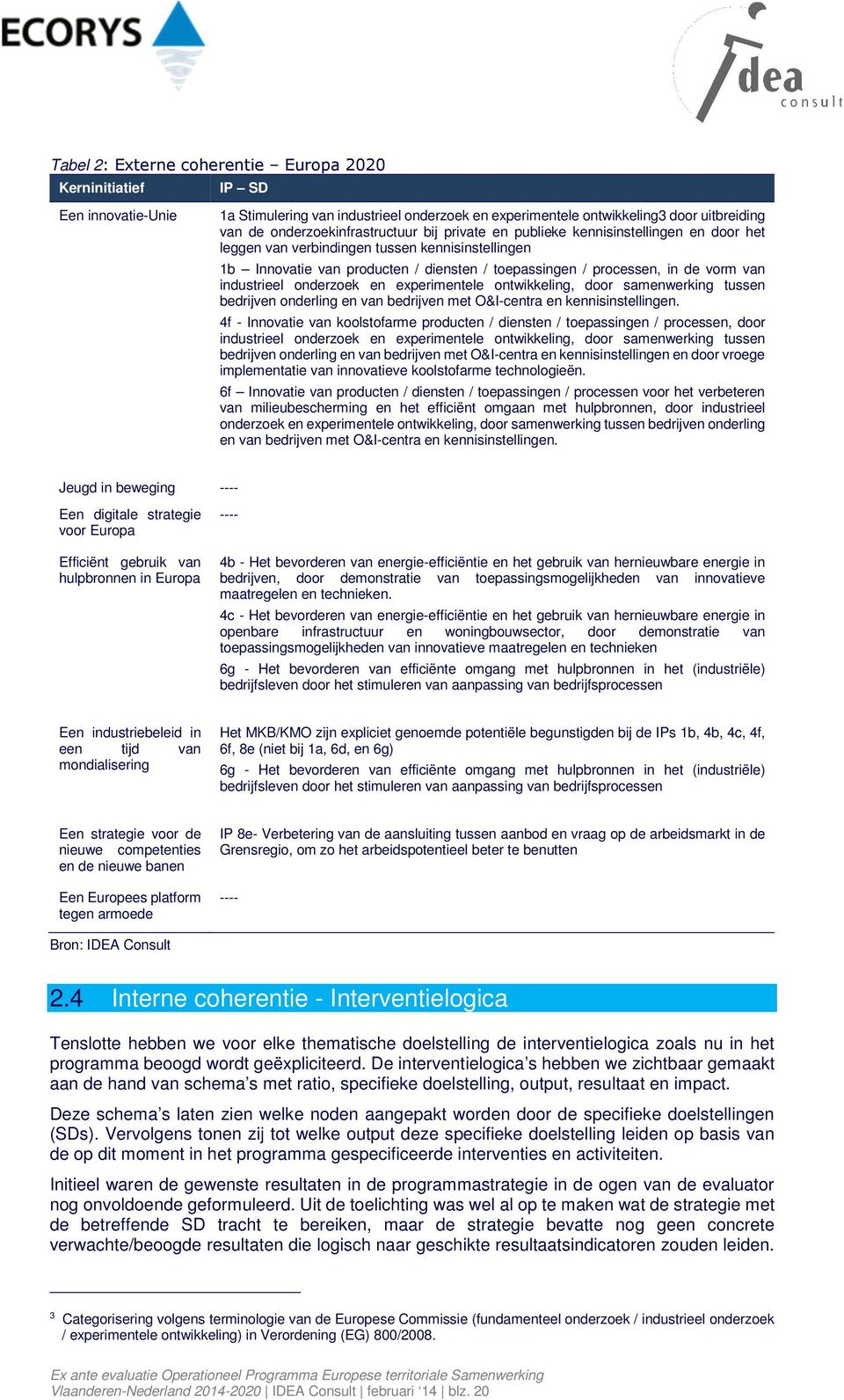 onderzoek en experimentele ontwikkeling, door samenwerking tussen bedrijven onderling en van bedrijven met O&I-centra en kennisinstellingen.