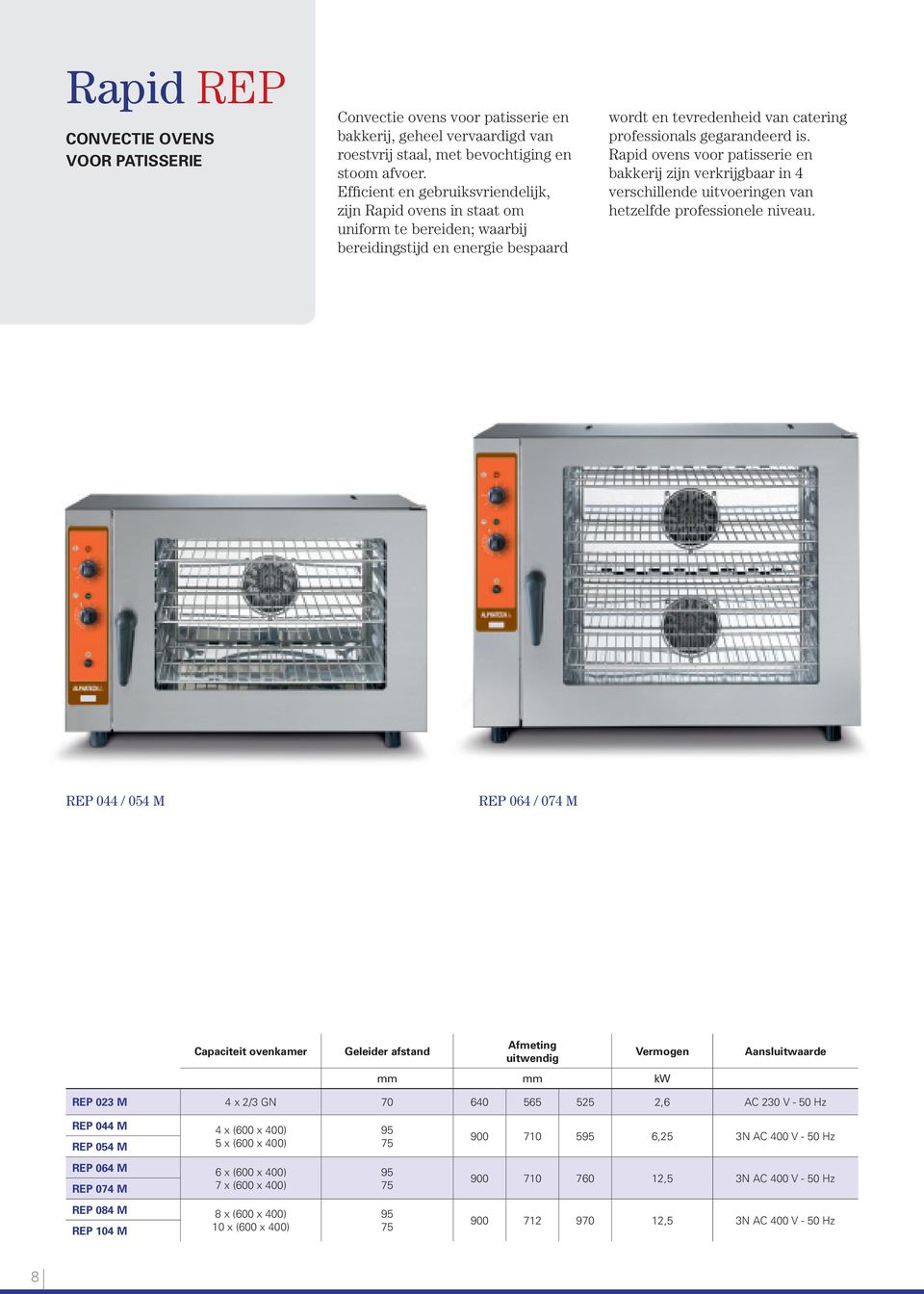 Rapid ovens voor patisserie en bakkerij zijn verkrijgbaar in 4 verschillende uitvoeringen van hetzelfde professionele niveau.