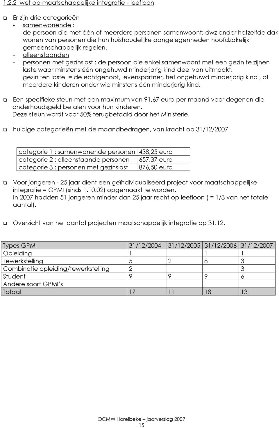 - alleenstaanden - personen met gezinslast : de persoon die enkel samenwoont met een gezin te zijnen laste waar minstens één ongehuwd minderjarig kind deel van uitmaakt.