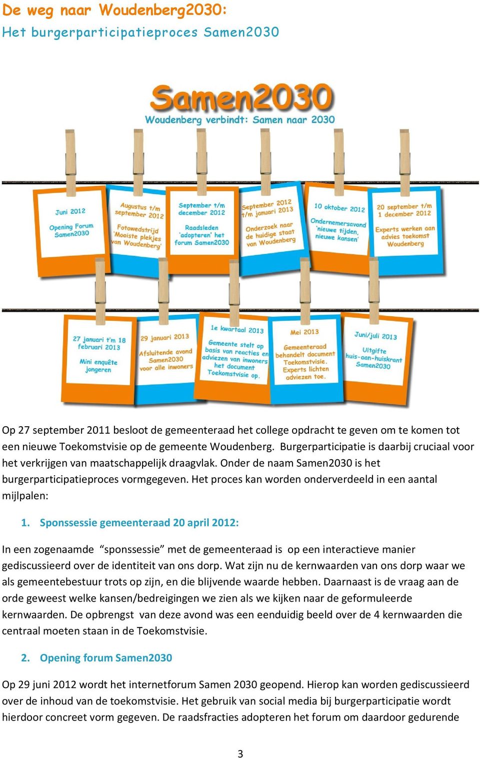 Het proces kan worden onderverdeeld in een aantal mijlpalen: 1.