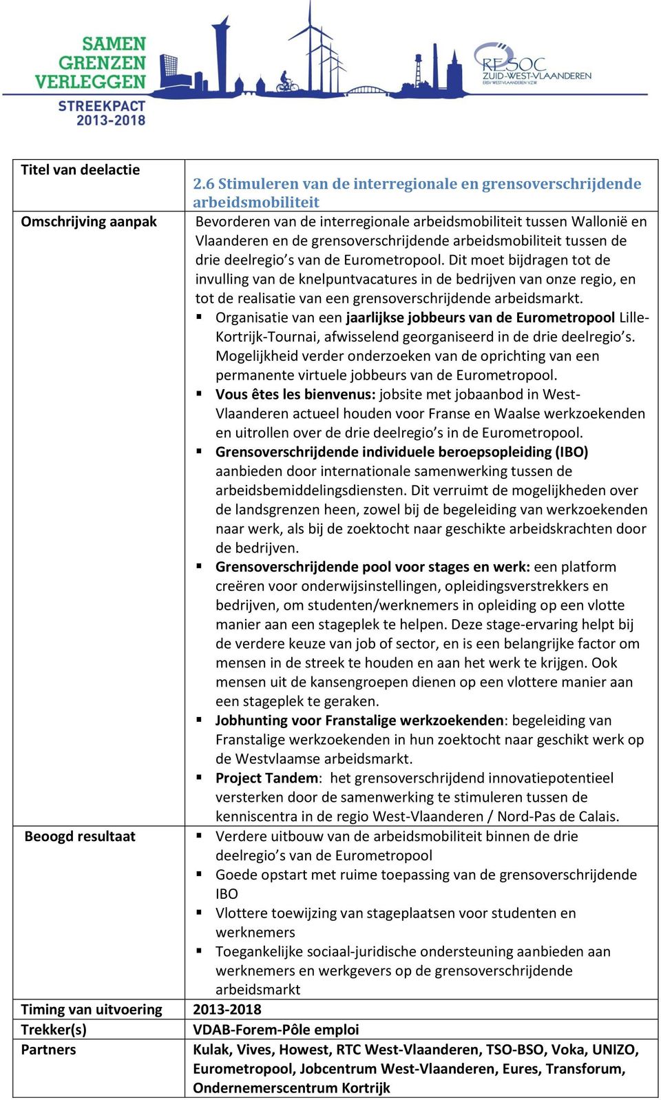 Dit moet bijdragen tot de invulling van de knelpuntvacatures in de bedrijven van onze regio, en tot de realisatie van een grensoverschrijdende arbeidsmarkt.